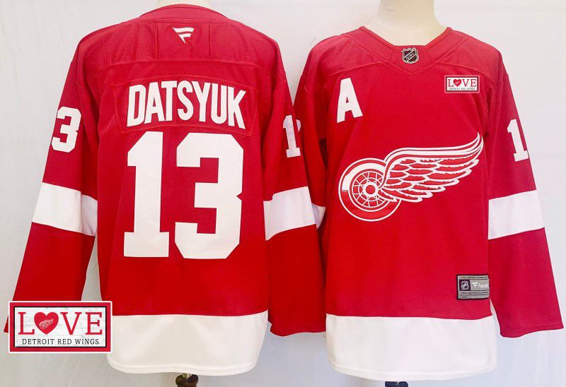 Men Detroit Red Wings #13 Datsyuk Red Fanatics 2025 NHL Jersey style 6